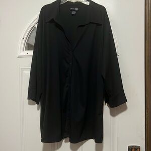 Lane Bryant Venezia Jean Clothing Co. black 3/4 length sleeve button down blouse